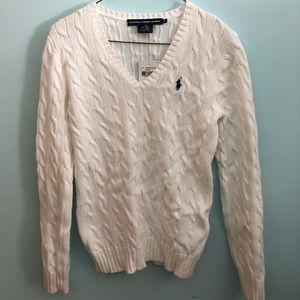 Women’s White V-Neck Ralph Lauren Sport Sweater